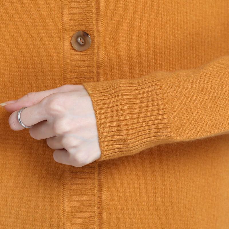 Hengyuanxiang Women's Pure Wool Thick V-Neck Cardigan