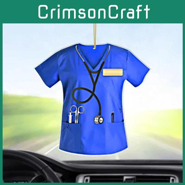 Adorable Nurse Uniform Design Acrylic Car Hanging Ornament Keychain Christmas Gift