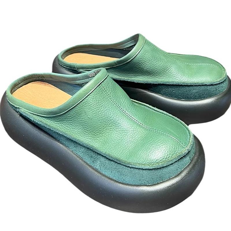 Módne GKTINOO Retro Platformové Šľapky s Uzavretou Špičkou Dámske Sandále s Hrubým Podpätkom Topánky Luxusné Vonkajšie Šľapky Kožené Plážové Šmykľavky