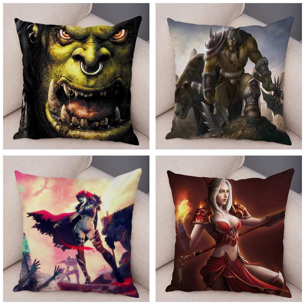 WOW Illidan Cushion Cover Decor Hot Game Hero Printed Pillow Covers for Sofa Home Pillow Case Super Soft Short Plush Pillowcase