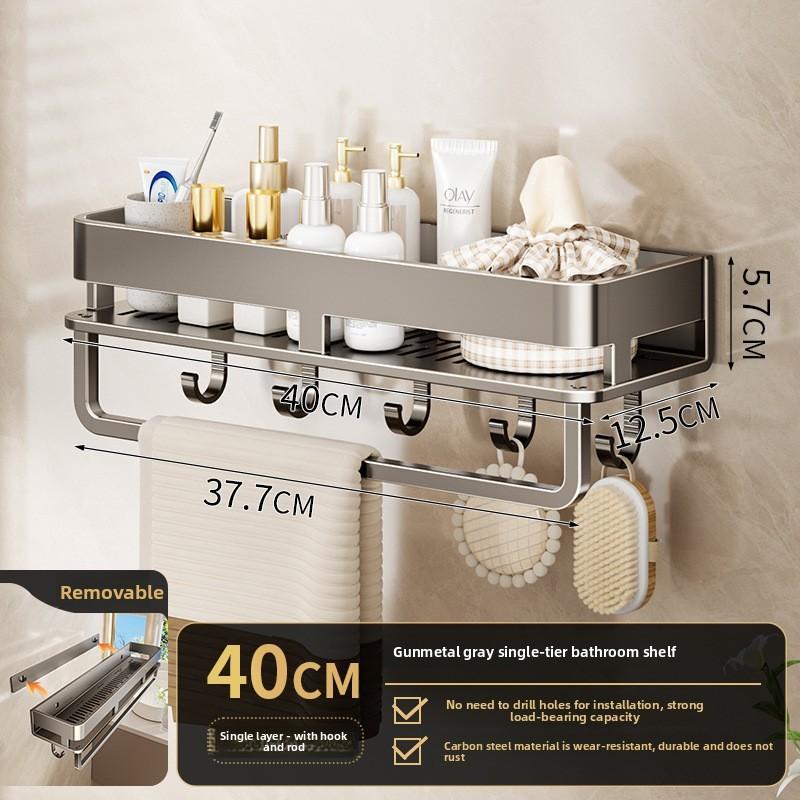 Moderne minimalistische weiße wandmontierte Badezimmerregale mit abnehmbarem Design für Duschaufbewahrung und Toiletten