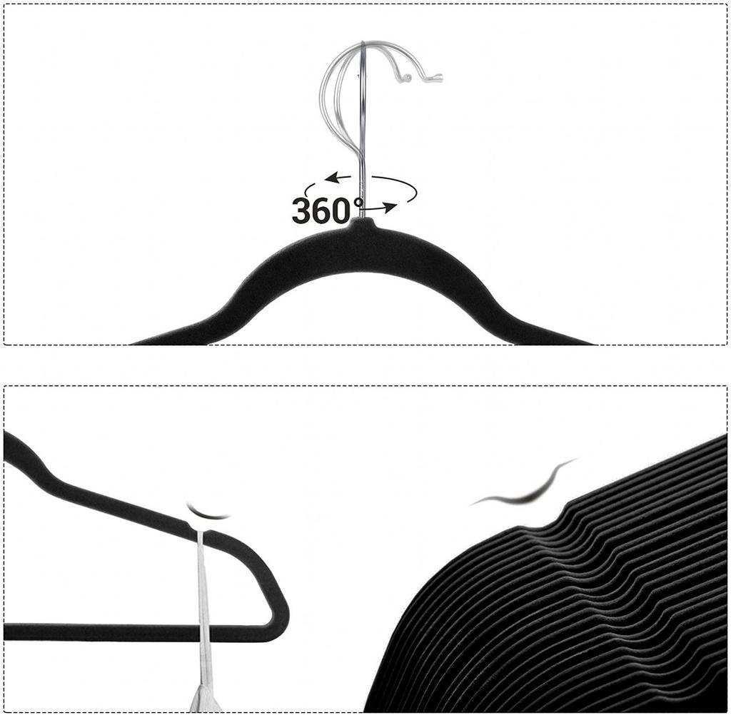 10PCS Velvet Non-Slip Clothes Hangers,45CM Space Saving Ultra Slim Hanger for Coat Pants Dress,Wardrobe Storage Adult Magic Rack
