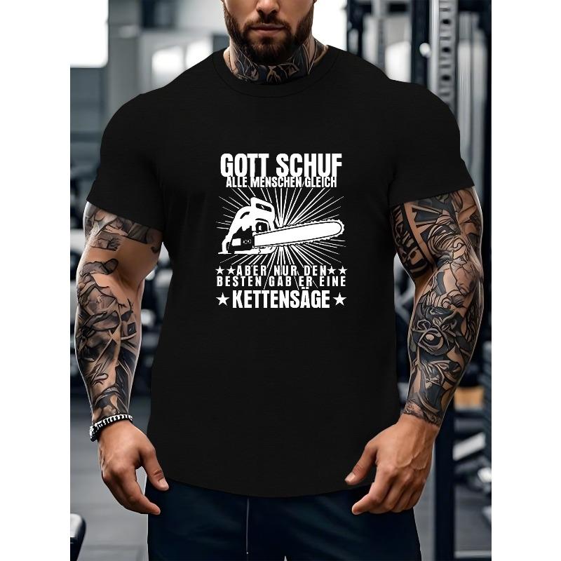 European sizes Humorous German German Wood Cutting Lumberjack Men s Casual Grew Neck Short Sleeve T-Shirt for Summer S чёрный