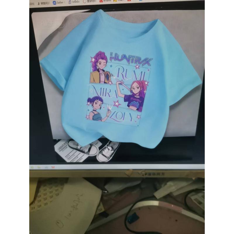 Kpop Demon Hunters Children's Clothing Short Sleeve T-shirt Cute Kpop Demon Hunters Tiger Harajuku Tshirt for Boys Girls