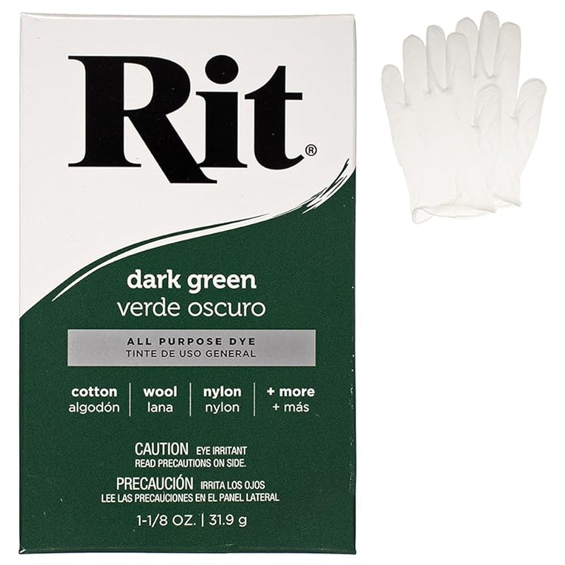 

Multipurpose Concentrated Lit Dye Powder with Plastic Gloves for Clothing, Decorations and Crafts single pack - dark green