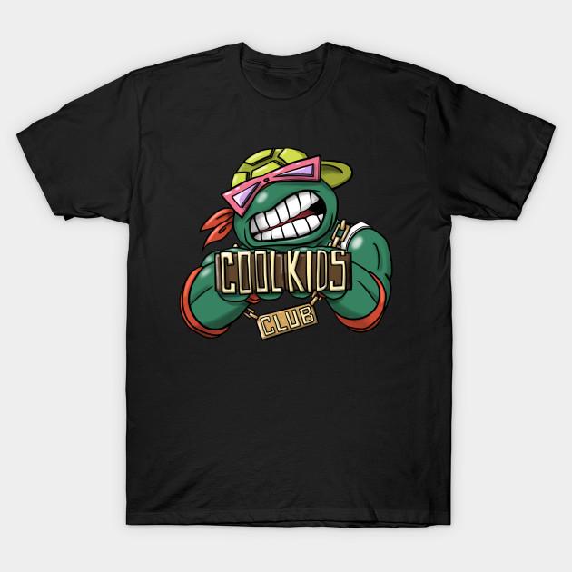 Men Black Print T-shirt Tmnt Cool Kids Club No-Cut Transfer Paper Print Cotton Tshirt