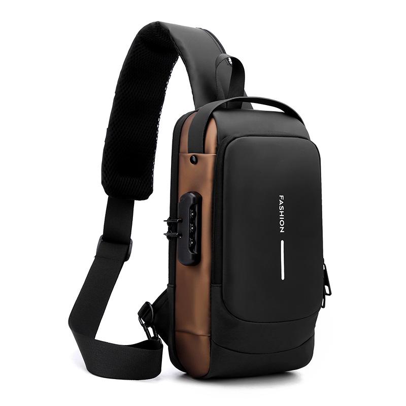 Men's USB Charging Water-Repellent Crossbody Chest Bag
