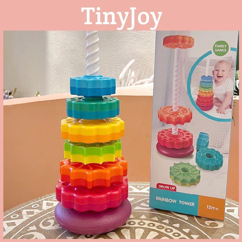 Colorful Plastic Rainbow Stacking Tower Toy For Toddlers Ages 1-2 Educational Fun