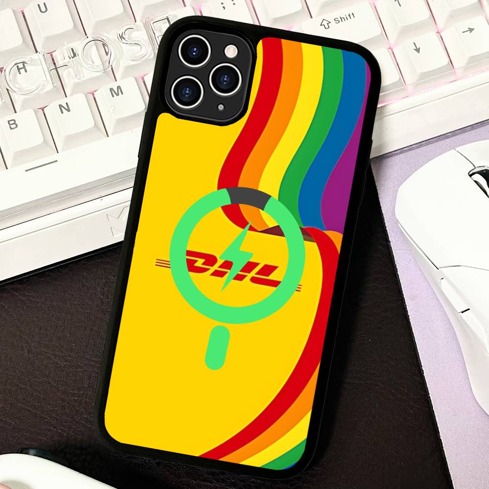 

International Logistics D-DHL Logo For Magsafe Magnetic Phone Case Wireless PC+TPU For IPhone 11 12 13 14 15 16 17 Pro Max Plus iPhone 15pro max
