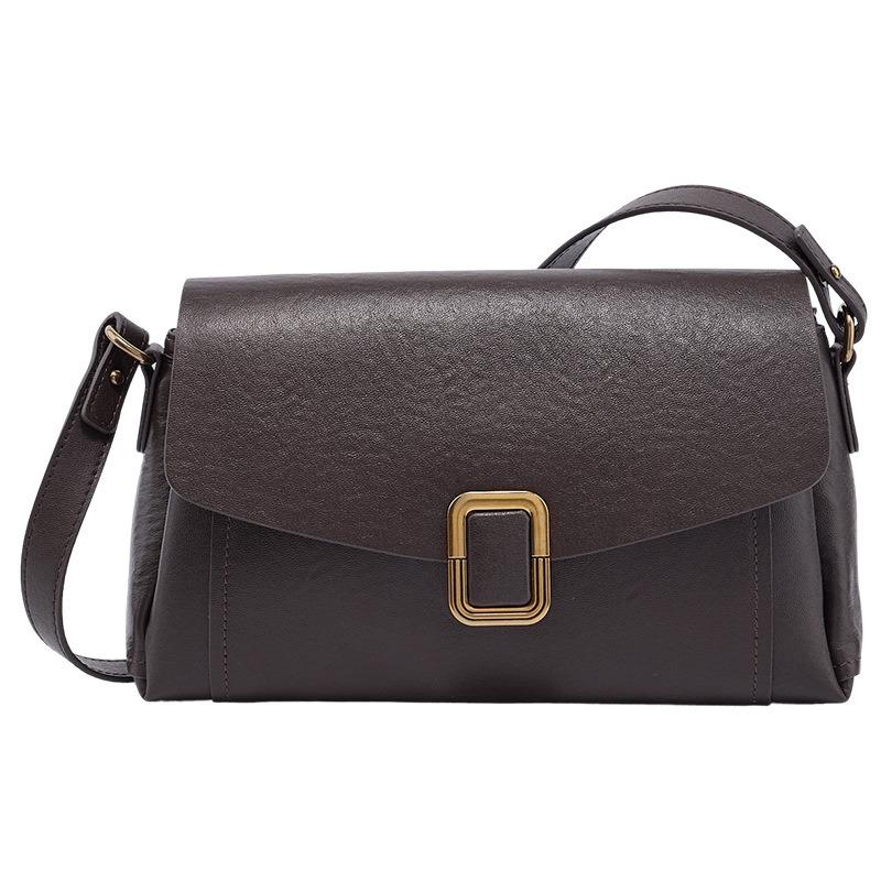 Vegetable Tanned Cowhide Shoulder Oblique Span Bag Fashionable Leather Women's Bag Small Square Bag New Handbag High-end Light Luxury