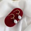 European Simple Cable Knit Pearl Stud Earrings for Women - Cold Style Fashionable Personality with Titanium Steel Gold Plating.