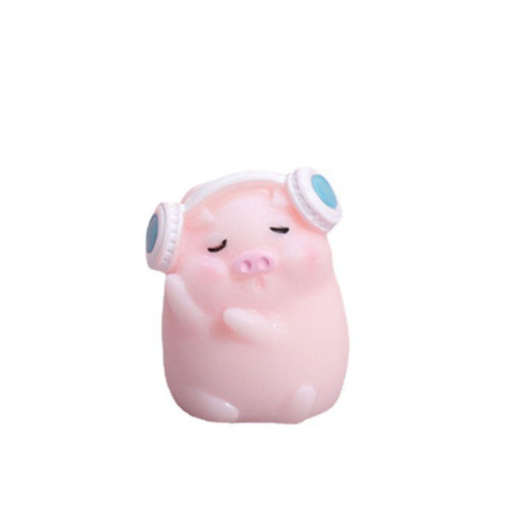 Pig Mini Piggy Car Figures Resin Cartoon Pink Pig Resin Ornaments Landscape Garden Pot