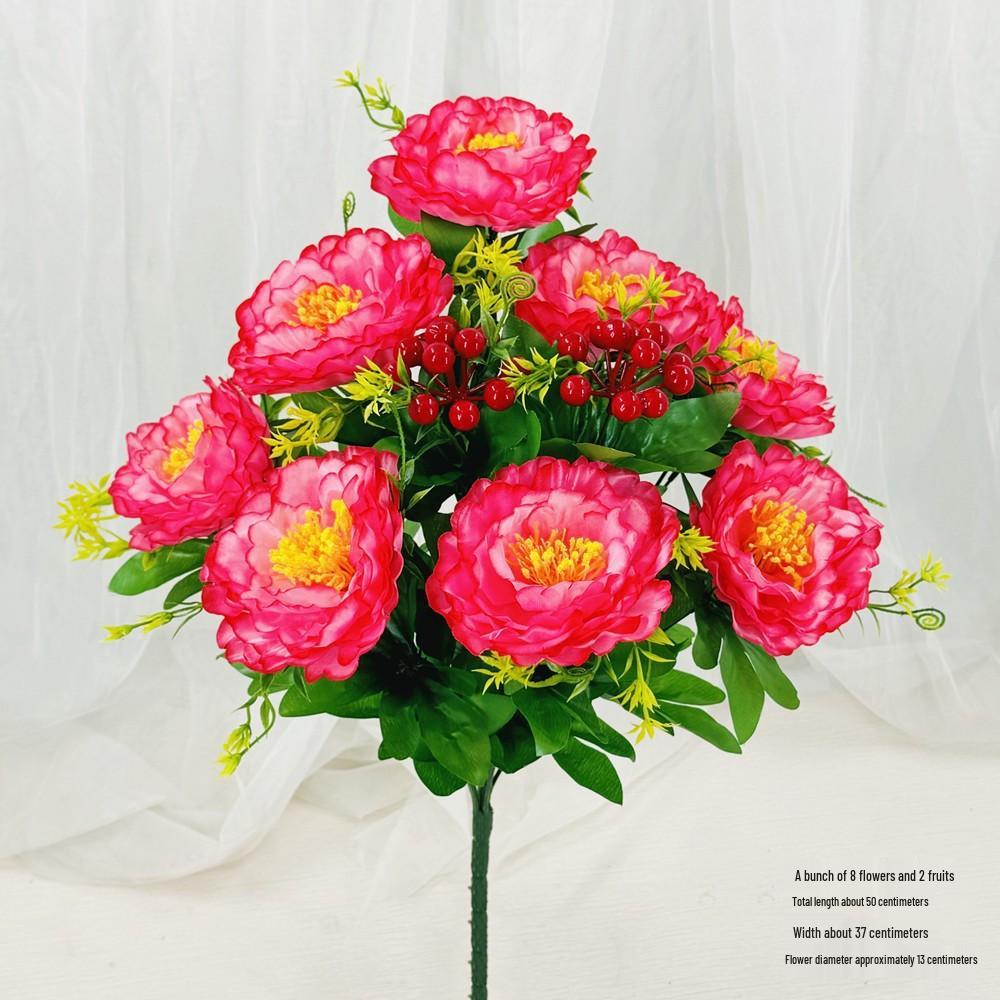 Curly Edge Red Rose Bouquet - 6 Head Artificial Silk Flowers for Living Room Decoration