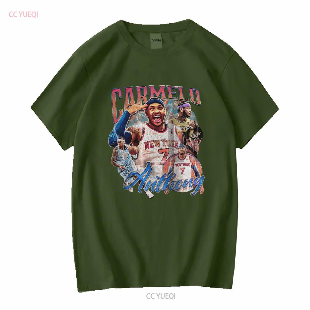 T-shirt Carmelo Anthony Pallacanestro Classica Anni '90 manica lunga o corta vintage Lavata Versatile Unisex Morbida Elasticizzata