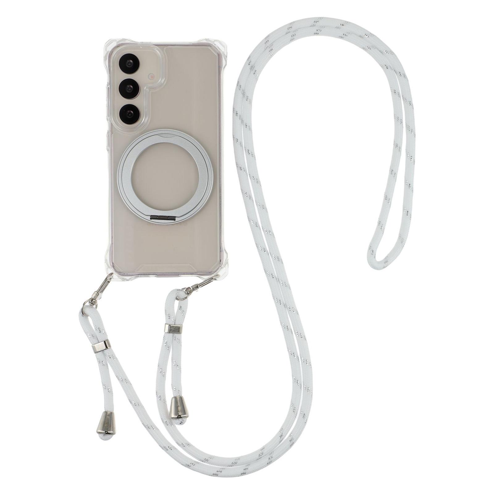 

Магнитный чехол-кольцо-подставка для Samsung Galaxy S25/S24, чехол для телефона из ТПУ+ПК со шнурком Transparent