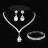 Bridal Water Drip Necklace Earring Bracelet Set For Wedding Ceremony