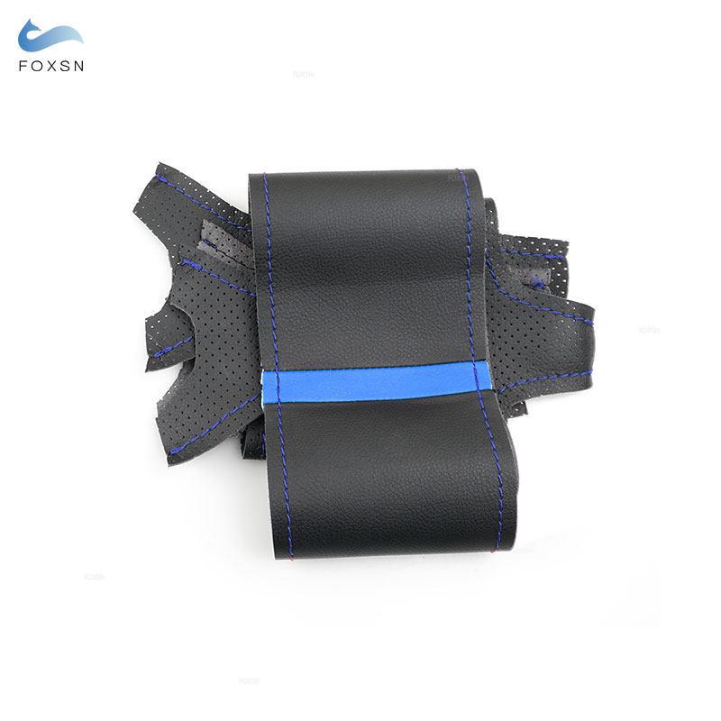 Für VW Golf 4 MK4 Bora 1997-2004 Passat B5 1997-2002 Polo 1999-2001 Sharan 2005 Auto Lenkradabdeckung Lederverkleidung blauer Streifen