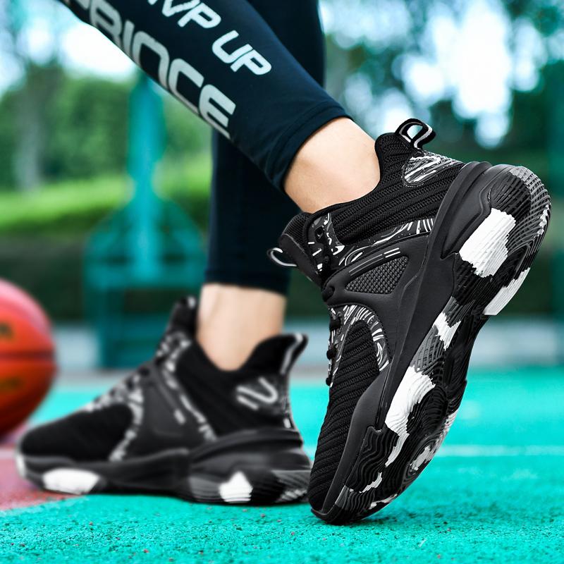 Herren Bequeme Ultraweiche Basketballschuhe und Atmungsaktive Schnür-Sneaker