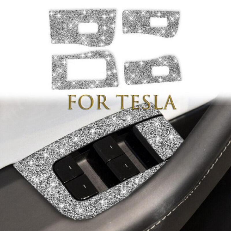 

A+ Bling Diamond Car Window Switch Panel Trim Cover For Tesla Model 3 2017- S чёрный