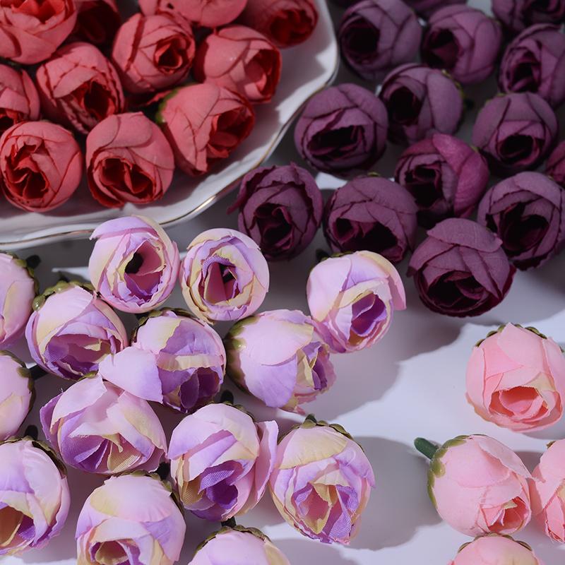 20Pcs 3cm Silk Roses Artificial Flowers Home Decor Summer Wedding Decoration Fake Flowers Bride Carfts Wreath Gifts Accessories