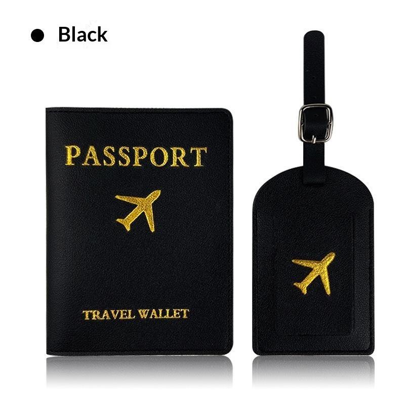 2Pcs/Set Pu Travel Passport Cover Luggage Tag Suitcase Identifier Label Baggage Boarding Bag Tag Name Id Address Passport Holder