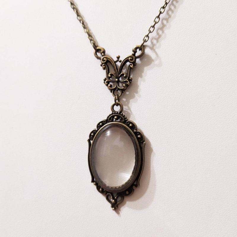 Monocle Glasses Loupe Magnifier Necklace with Long Chain Reading Aid for Library Reading Magnify Necklace Jewelry Decor