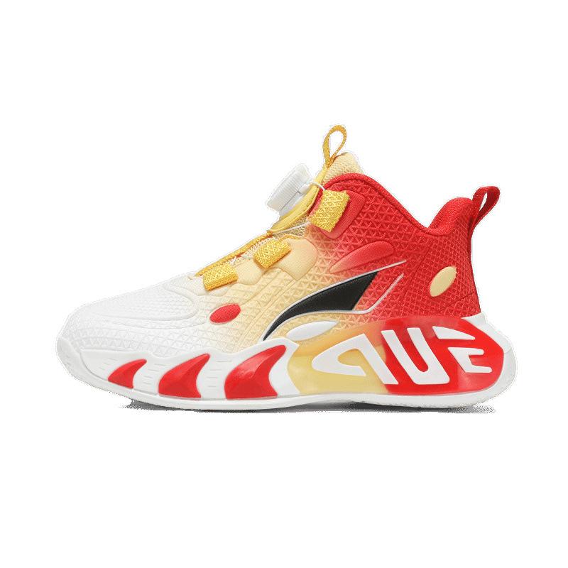 Children's Basketball Shoes Medium and Older Children's Boys Button Running Shoes Spring and Autumn Mesh Breathable Soft Sole Non-slip Sports Shoes