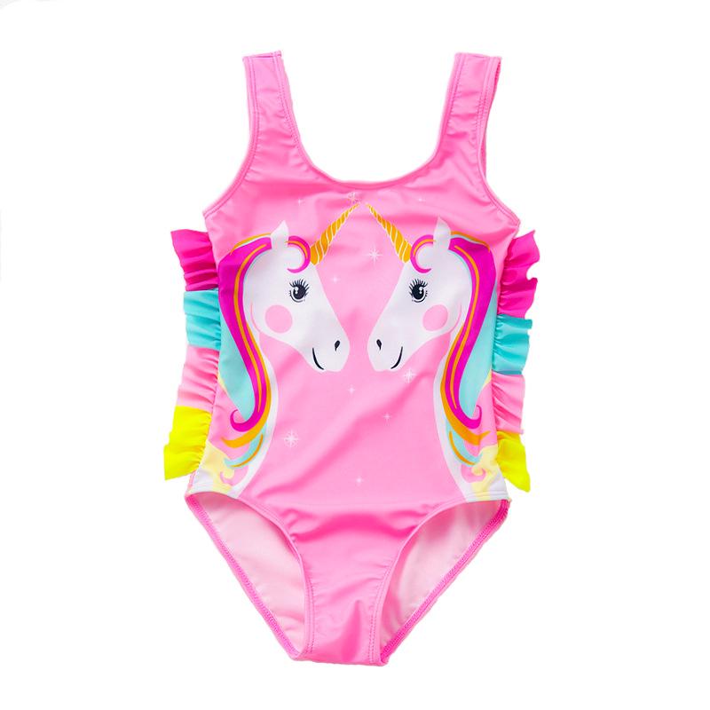 Children's Unicorn Ruffled One-Piece Swimsuit for Girls