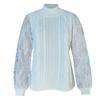 Women  Loose Casual Solid Stitching Long-Sleeved Knitted Lace Sweater