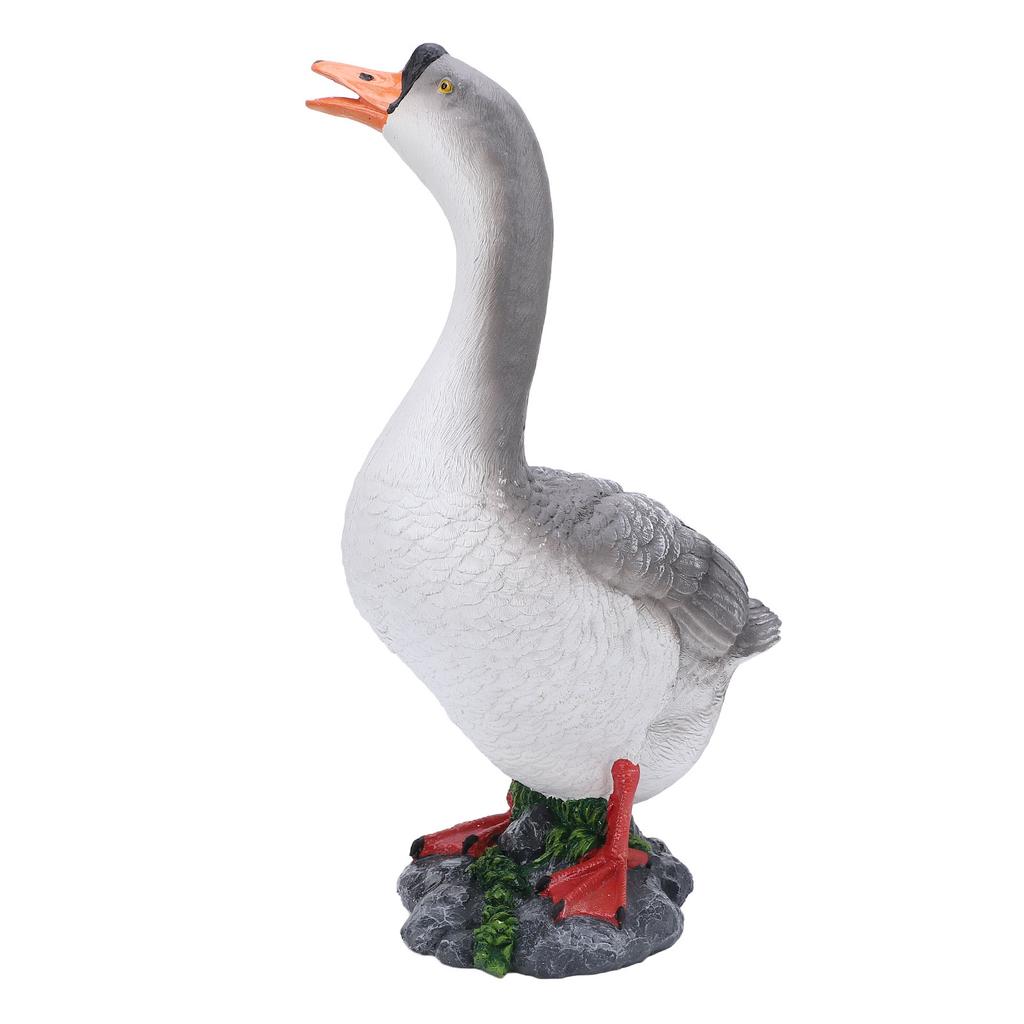 Goose Garden Statue Realistic Cute Resin Goose Sculpture for Flowerbed Fountain Balcony Courtyard Left Side Stance