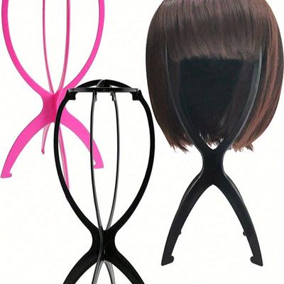 Skládací stojan na paruky pro ženy, Přenosný držák na paruky pro styling a cestování, 13,8palcová hlava na vystavení paruk pro více paruk