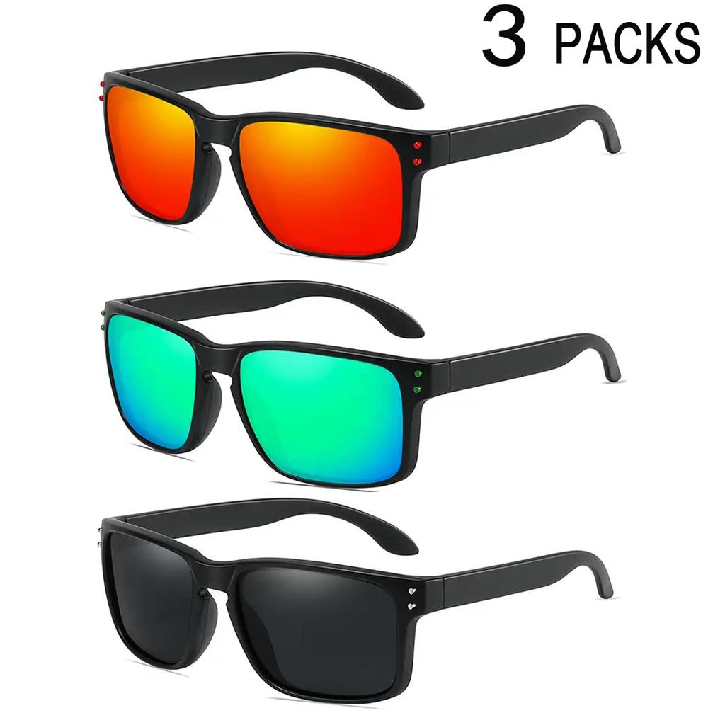 3 Pares Gafas de Sol Polarizadas UV400 Hombre Mujer Deportes Mtb Bicicleta Aire Libre Pesca Running Senderismo Ciclismo Gafas a Prueba de Viento