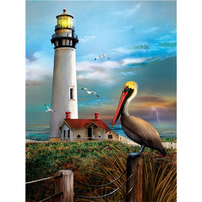 5D Diamond Painting Lighthouse Cross Stitch Kit Full Drill Round Embroidery Landscape Mosaic Picture of Rhinestones Home Decor