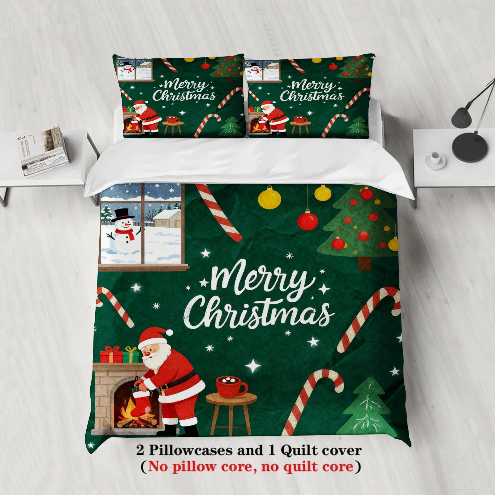 

2026 Christmas Bedding Set Christmas Duvet Cover Set Single Twin Queen King Size No Filling Birthday Christmas Gift For Kids EU Single(135*200cm)3pcs
