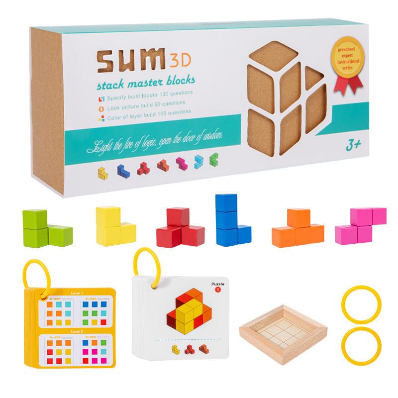 Wooden Geometric Brain Teaser Blocks For Kids Educational Toy