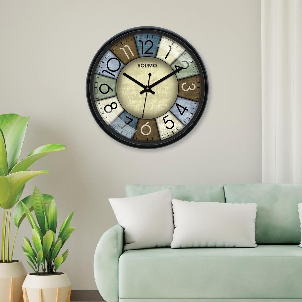 12-inch Plastic & Glass Wall Clock - Knight Time (Silent Movement), Black