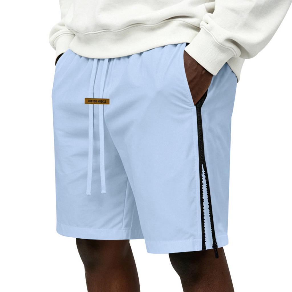 Men's Casual Athletic Shorts with Side Zipper - Loose Fit Streetwear Shorts