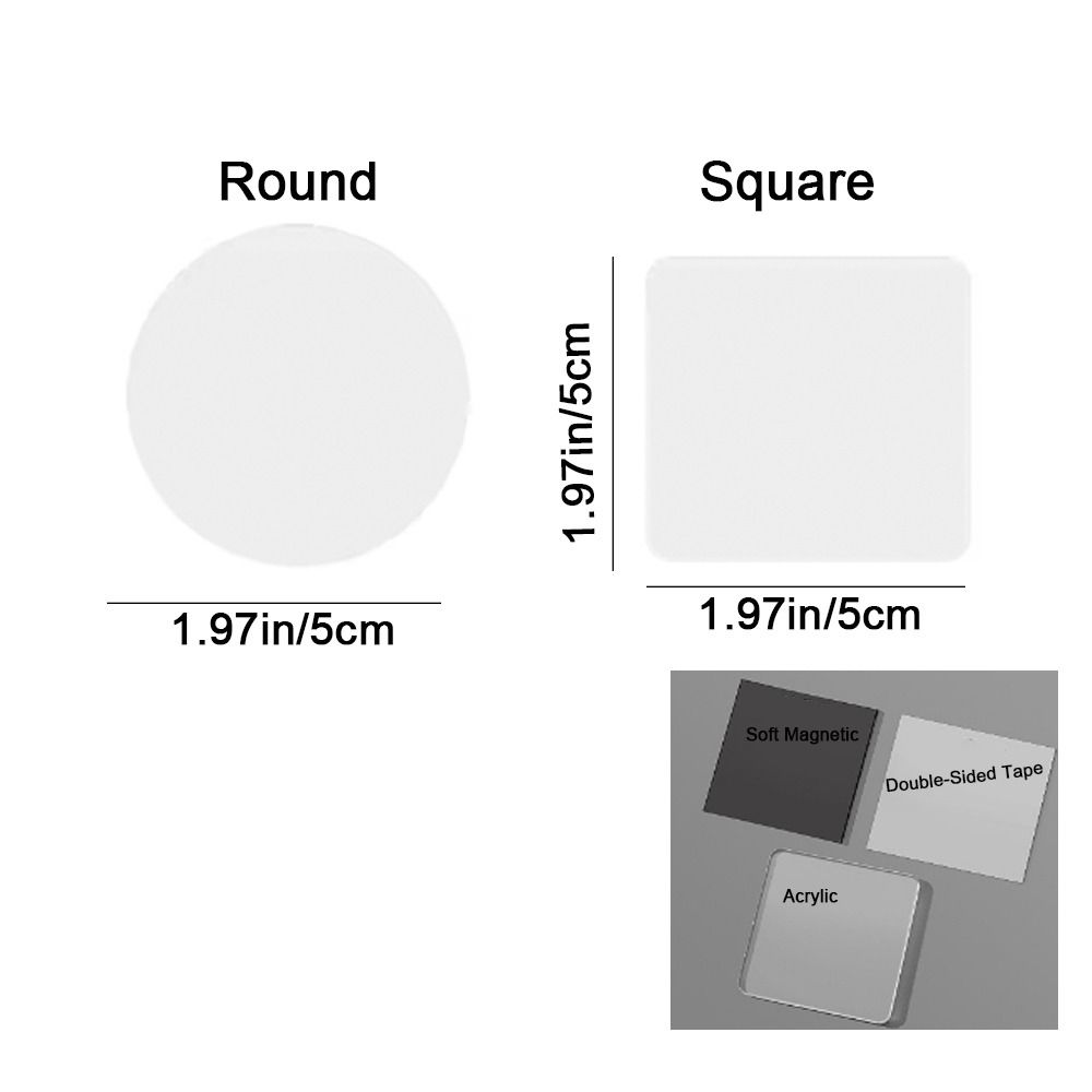 16 Pieces Acrylic DIY Transparent Refrigerator Magnet Square/Round Handmade Magnetic Photo Stickers Material Package