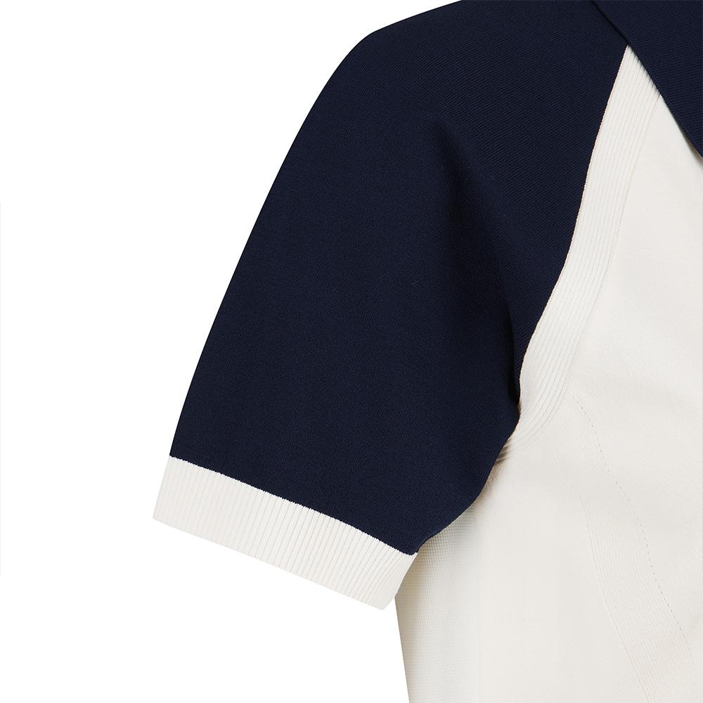 MALBON GOLF Women'S Knit Jersey Hybrid Collar Top Navy (Woman)