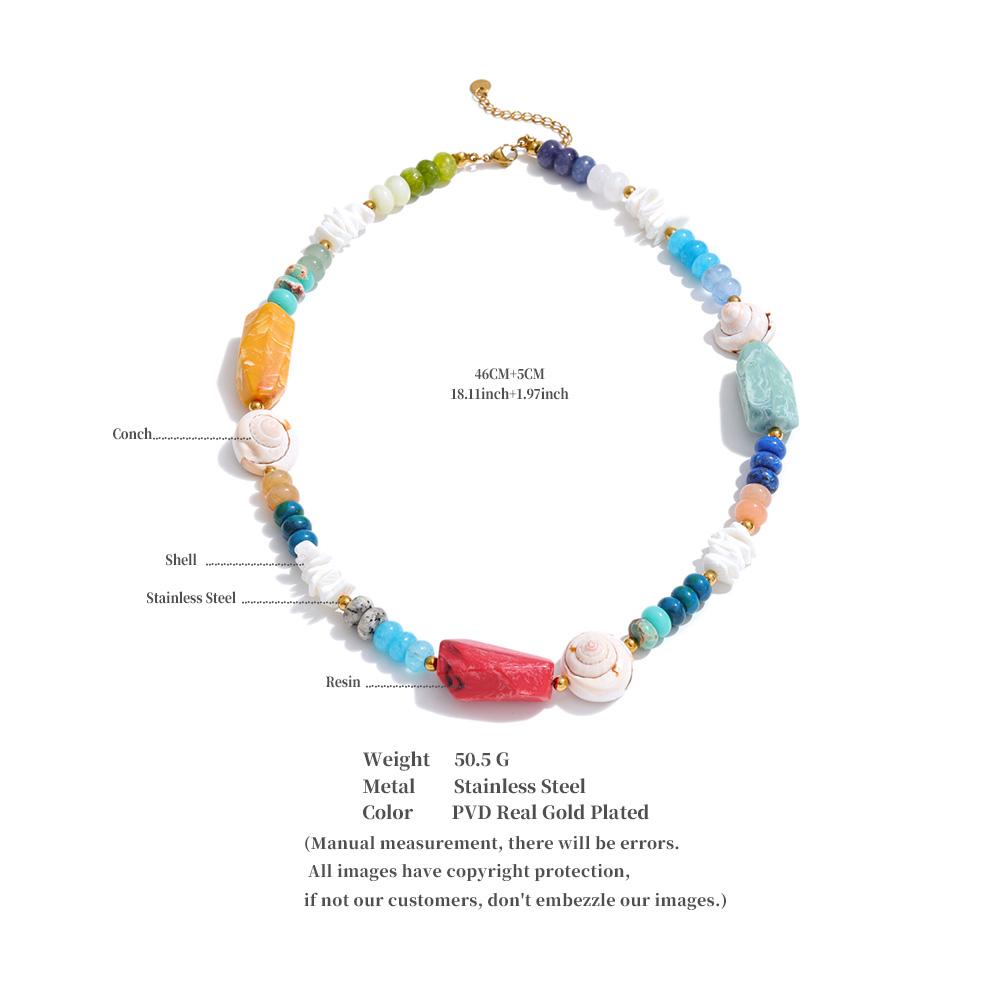 Eetit Ocean Series Handmade Jewelry 2026 New Arrivals Multi-Color Natural Stone Resin Conch Shell Beads Chain Fashion Necklace