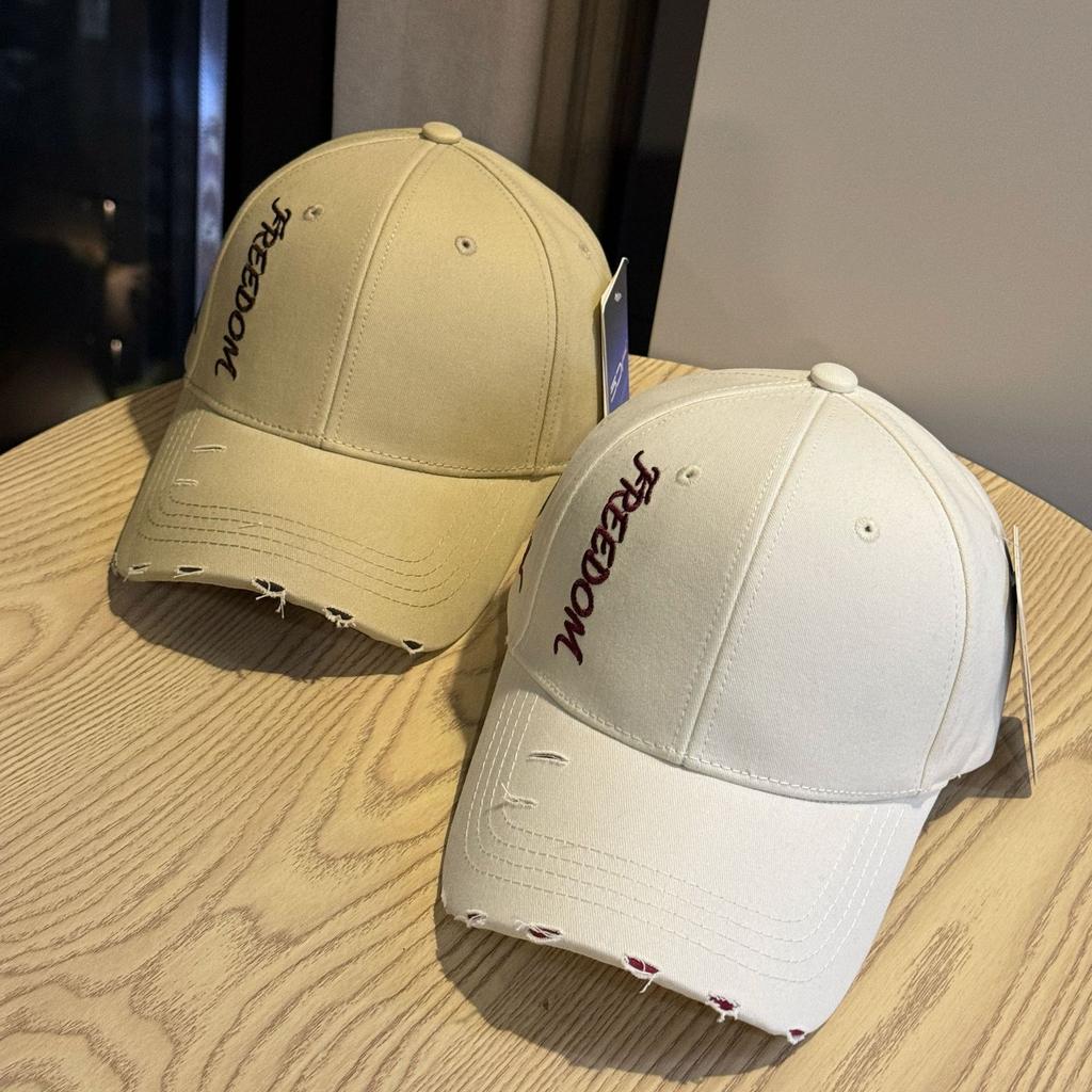 High-quality, Personalized, Fashionable, Frayed-edge Letter Embroidery New Wide-brim Baseball Cap, Trendy and Versatile for Both Men and Women