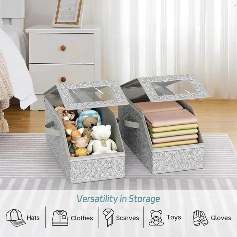 1PC Stackable Baseball Cap Storage Box with Zipper and Lid, Wardrobe Storage Box Suitable for Storing Various Hats, Reusable