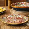 Bohemian-style Round Ceramic Plate Creative Shallow Plate High-end Exquisite Steak Plate 10-inch Pasta Plate