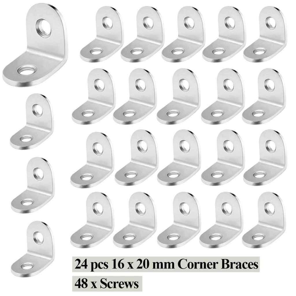 Wopanxye 24 Pieces Angle Bracket Shelf Holder Fixing Hardware Stainless