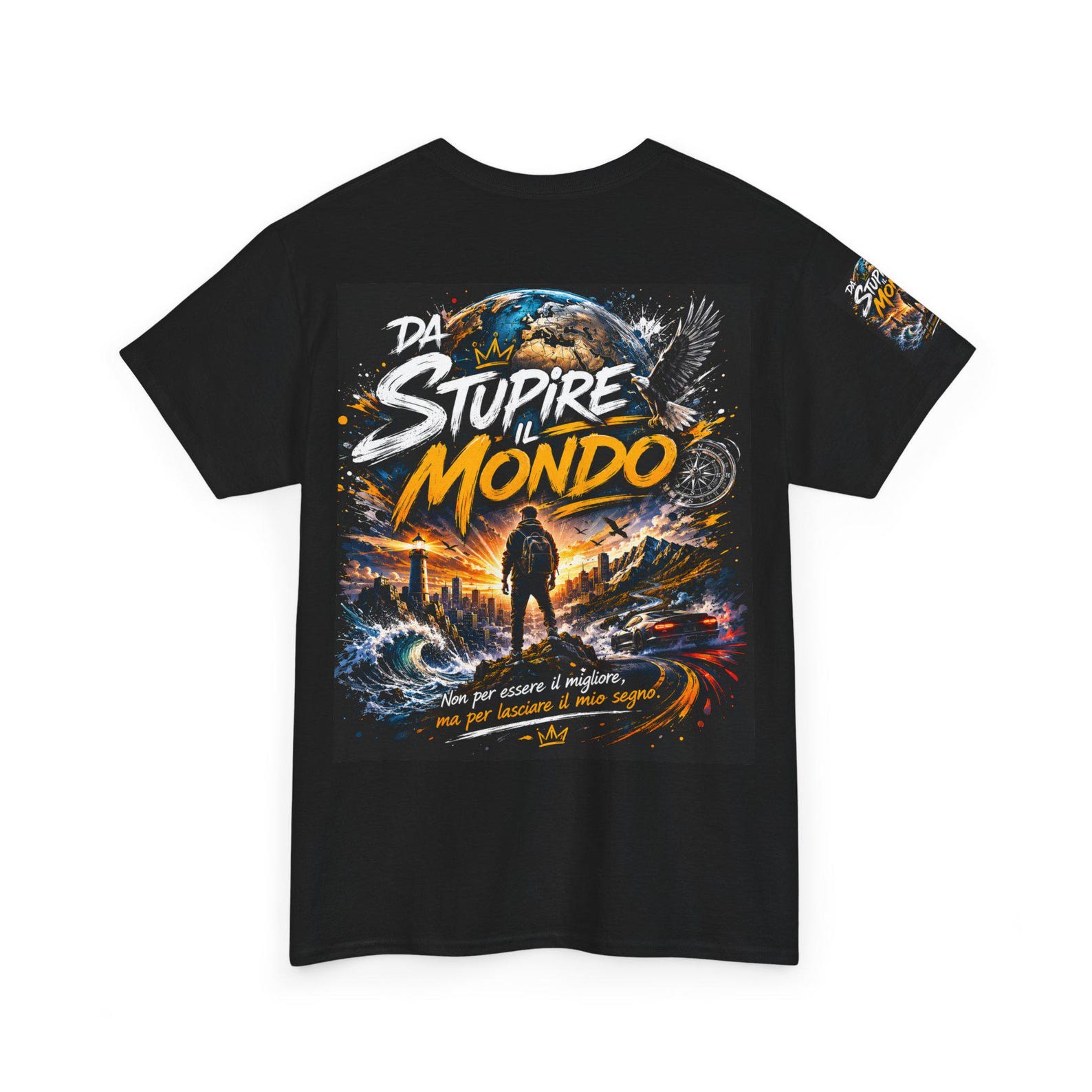 Amaze the World T-Shirt | Graphic Back Print, Italian Phrase Design 4XL