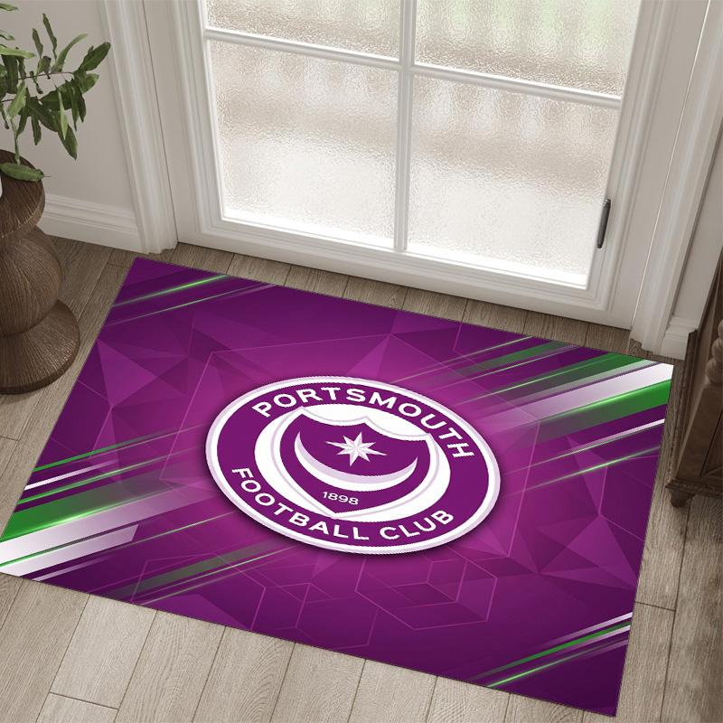 Portsmouth FC Design Crystal Velvet Carpet Cozy Non?Slip Printed Rug For Bedroom Living Room Entrance