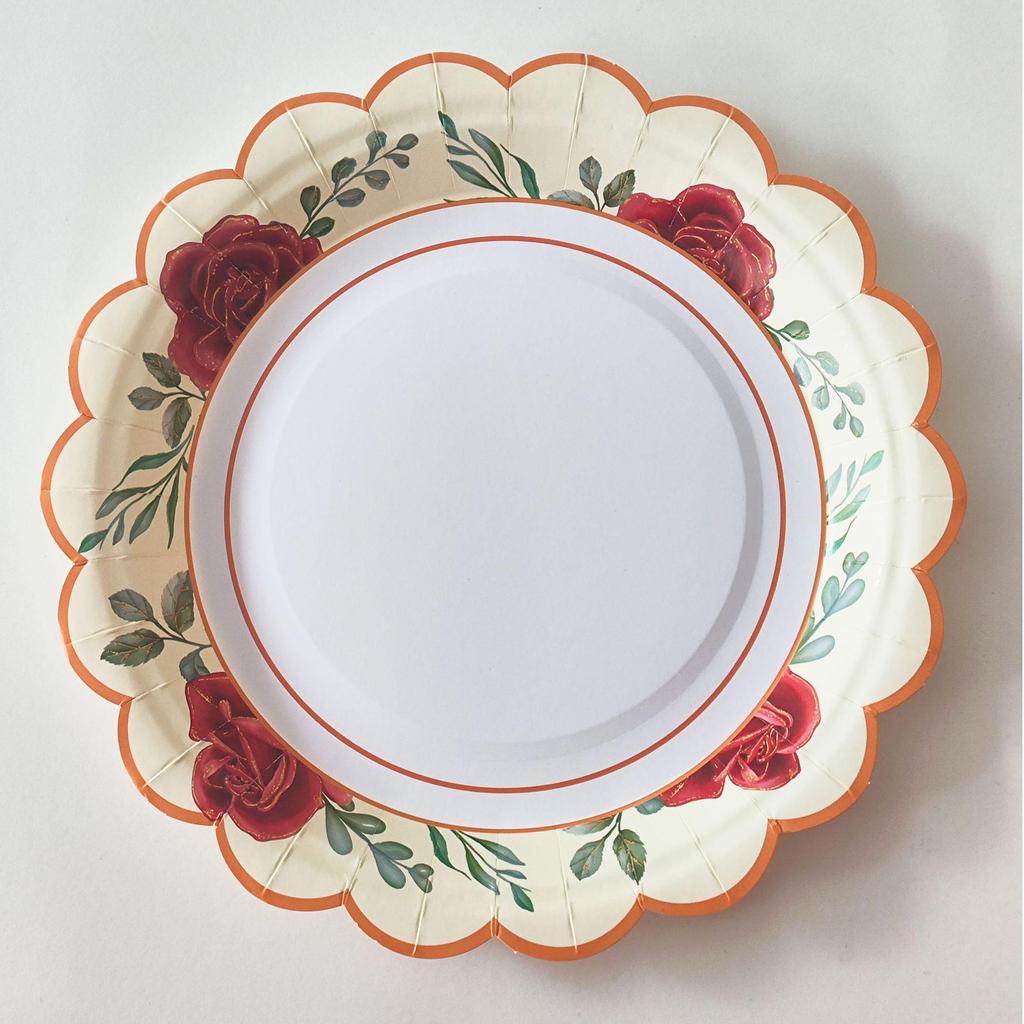 Tea Party Disposable Paper Plates, Napkins & Cups Set for Birthdays & Desserts