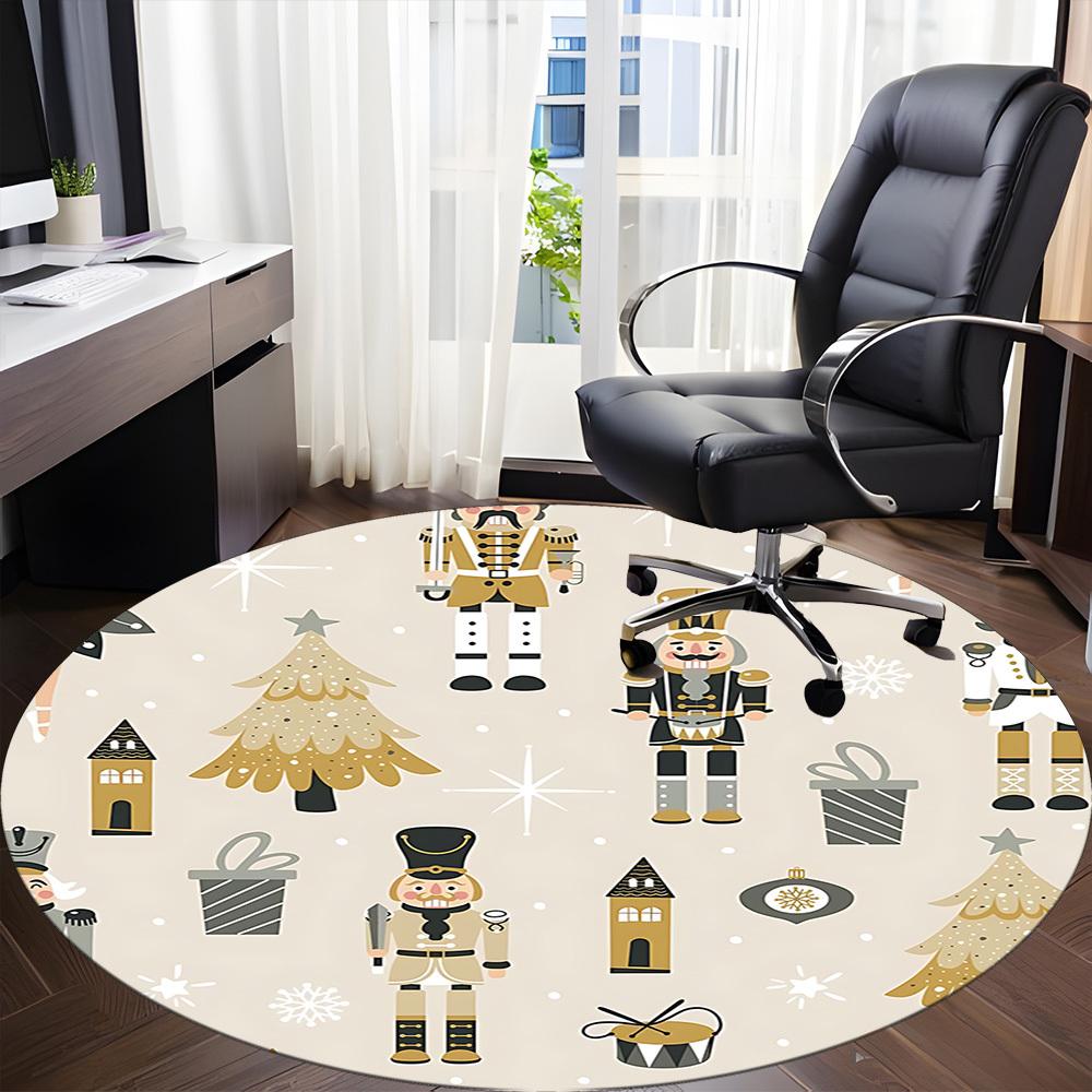 

1pc Nutcracker Office Round Rug, Non-slip, Soft and Durable Office Rug for Interior Decoration, Perfect for Office, Beautiful Decoration yy260324045 80cm by 80cm