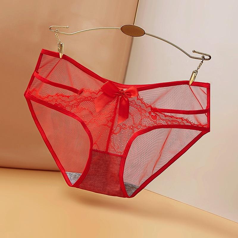 Women's Lace Underwear Sexy Hollowed Out and Seamless Cotton Crotch Triangle Pants for Women