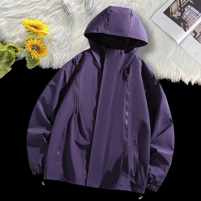 Lässige Herrenjacken für Frühling und Herbst, neue trendige Kapuzen-Freizeitjacken für Herren, trendige, lockere Oberteile in Unifarben, Bekleidung